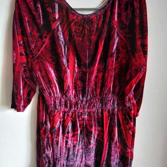 Apt.9 Velvet Baby Doll Style Tunic Shirt 1X Red Vampy Velour Y2K Grunge - Picture 10 of 11